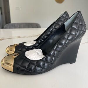 Tory Burch leather Quilted Wedges NWT